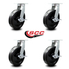 Service Caster 12 Inch Extra Heavy Duty Phenolic Wheel Swivel Caster Set with Brakes SCC, 4PK SCC-KP92S1230-PHR-SLB-4